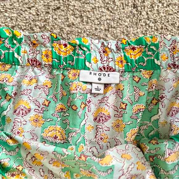 RHODE target Whimsical Green & Yellow Floral & Stripe Print Ruffled Midi Skirt - Picture 12 of 15